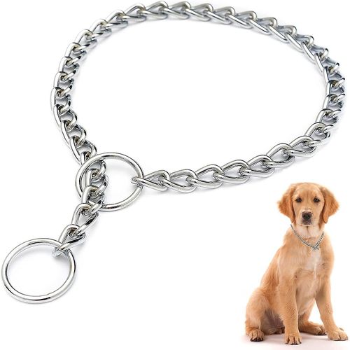 Collier De Chaîne En Métal Pour Chien, Collier Étrangleur Épais Et Durable Pour L'entraînement En Plein Air Des Animaux De Compagnie, Collier De Chaîne Réglable Pour Chiot, Collier En Métal Argenté M