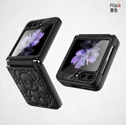 Coque pour Samsung Z Flip4,dessin animé violence ours motif,charnière téléphone protection,Noir