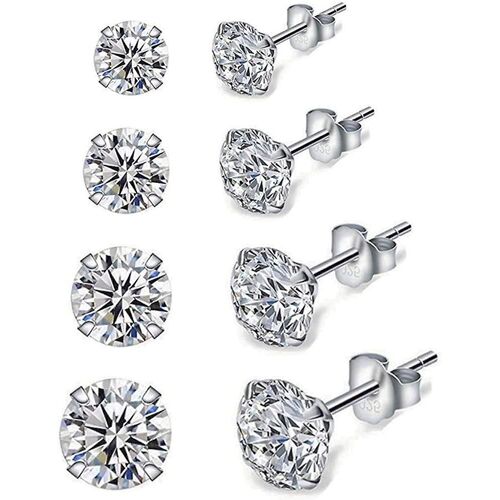 Hypoallergénique Argent Sterling Cubic Zirconia Cz Stud Boucles D'oreilles Set Pour Femmes
