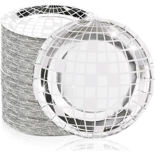 Argent Disco Ball Papier Assiettes Disco Assiettes En Papier Disco Assiettes Disco Des Années 70 Disco