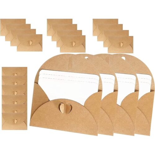 Lot De 14 Mini Enveloppes En Papier Kraft Avec Cartes Vierges