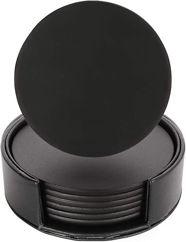 Coasters Cuir 6 Pièces Drink Coast Coaster Cup Mat Pour Boissons Verres Café Cadeau