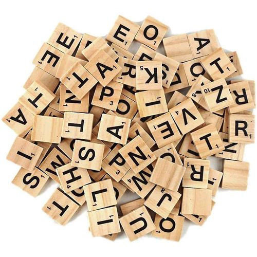 Lettre De Scrabble En Bois, 100 Pcs Lettre En Bois Pour L¿Apprentissage Des Langues Décor Mural