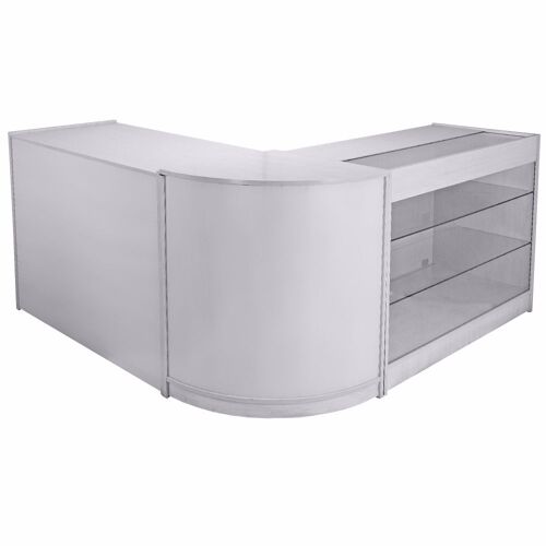 Pack Mars, Lot de 3 Vitrines Comptoirs Blanc Brillant pour Commerces et Magasins