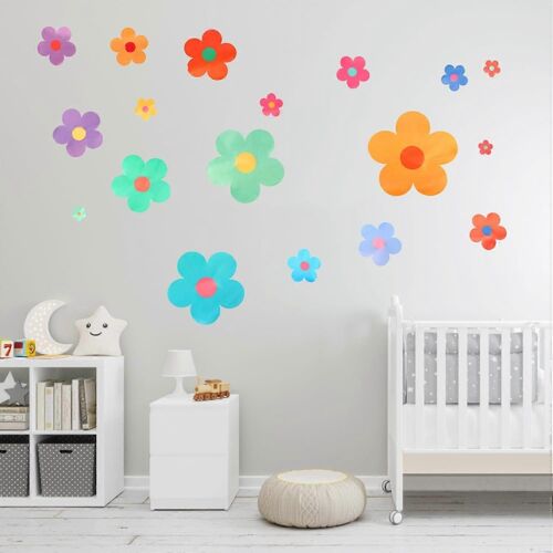 48pcs Autocollants Muraux De Fleurs Esthétiques, Décalcomanies Murales De Fleurs Amovibles En Plastique Vinyle