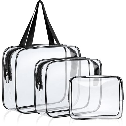 Sac de toilette transparent, 3 Pack Pvc imperméable à l'eau Tsa approuvé