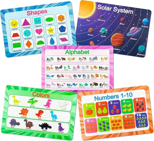 Lot De 5 Sets De Table Éducatifs Lavables Pour Enfants - Sets De Table D'apprentissage Antidérapants