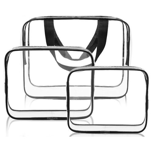 Almi 3 Pcs Transparent Trousses de Toilette Clear Vanity Case Imperméable Trousse de Toilette Cadeau de Voyage