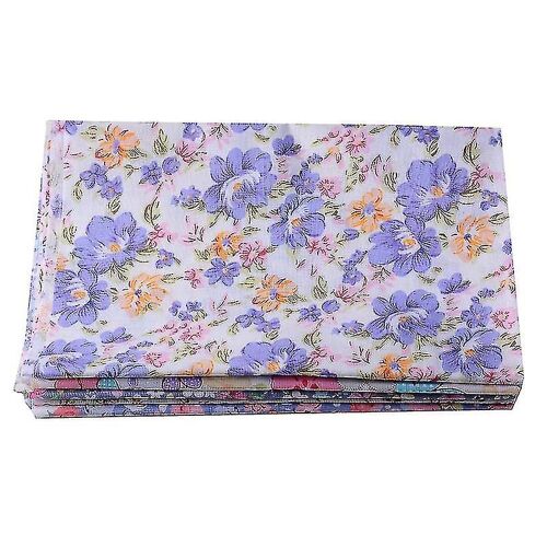 Patchs En Tissu De Coton Floral Bleu - 25x25cm, Lot De 5 Pour Bricolage Et Couture