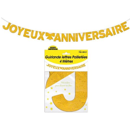 GUIRLANDE LETTRES ANNIVERSAIRE 6M OR PAILLETÉ