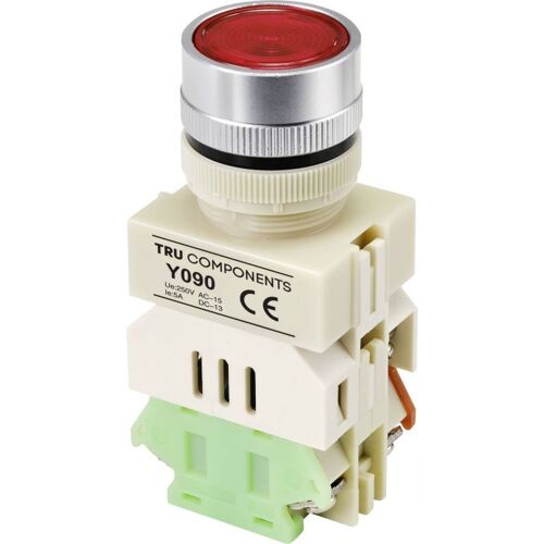Tru Components Bouton-poussoir lumineux 22 mm, Bouton + interrupteur, Rouge