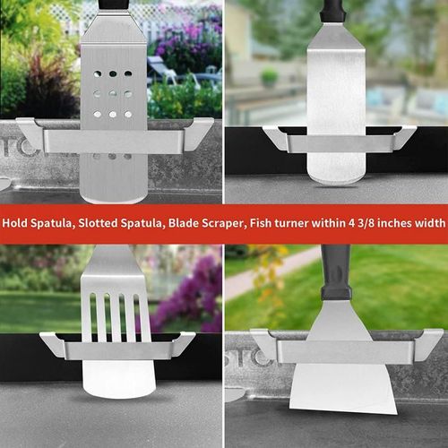 Support de spatule pour Grill en acier, support pour outils de Barbecue, accessoires pour plaque de cuisson à dessus plat et autres grilles C4u4