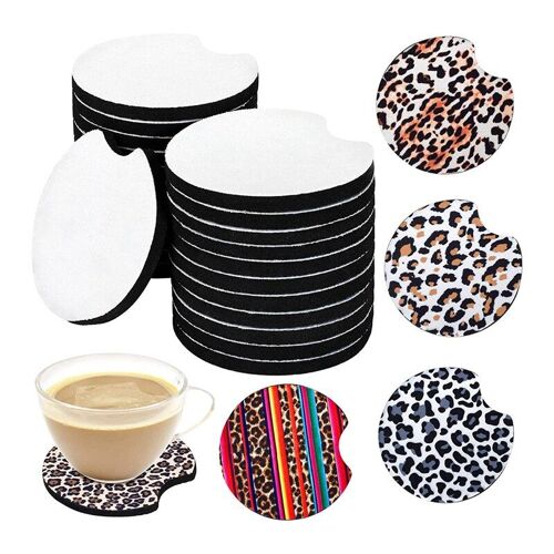 Sous-Verres De Voiture À Sublimation 40 Pièces, Sous-Verres Blancs À Sublimation 2.75 Pouces/3mm, Circulaire Plus Épais Pour La Sublimation Thermique