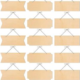 Panneau Suspendu En Bois Inachevé, 15 Pièces, Plaque De Bois Décorative Vierge, Bannières En Tranches De Bois Avec Cordes Pour Peinture Pyrotechnique