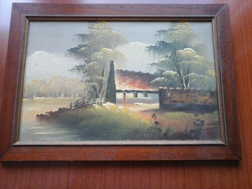 Tableau , Peinture Décor Champêtre , Des Années 50