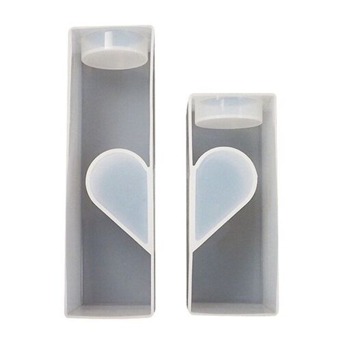 Moule En Résine Époxy Cristal, 2 Pièces, Bricolage, Saint Valentin, Porte-Bougie Rectangulaire En Forme De Coeur, Boîte De Rangement, Moule En Silicone