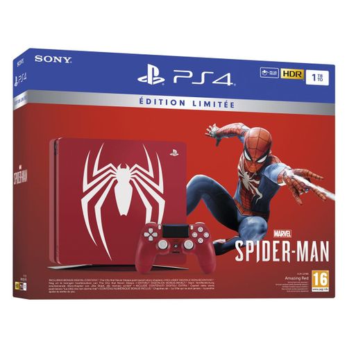 Console Sony PlayStation 4 Slim 1 To rouge édition limitée + Spider-Man
