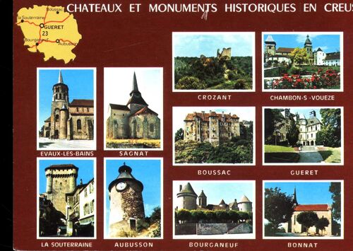Carte Postale Du Département De La Creuse : Châteaux Et Monuments Historiques, 10 Vues