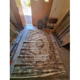 Tapis Oriental Marocain Vert Et Jaune En Laine Et Coton 240 X 170 Cm