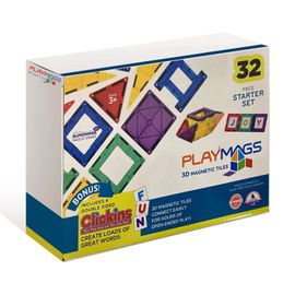 Playmags Ensemble De 32 Pi Ces De Carreaux Colorés Construction Magnétique Unique Primée Créativité Et Jouets De Construction Éducatifs Pour Enfants Approuvé Stem 32 Pi Ces