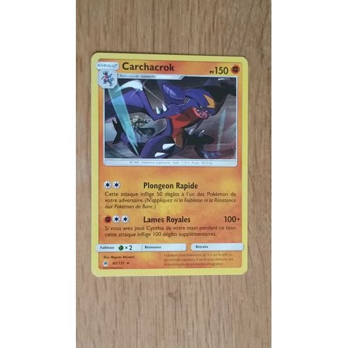 Carte Pokémon Française -Holo- Carchacrok-62/131 - Lumière Interdite -Sl6