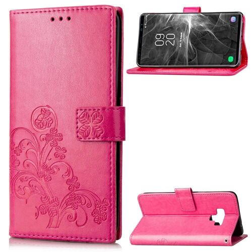 Samsung Galaxy Note 9 Coque, SATURCASE Lucky Clover PU Cuir Magnétique Flip Portefeuille Support Porte-carte Protecteur Cover Case avec Dragonne Coque Housse Étui Pour Samsung Galaxy Note 9 (Rose)
