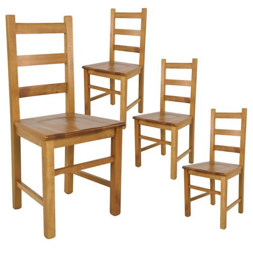 Orta - Lot De 4 Chaises Teinté Chêne Et Assises En Bois