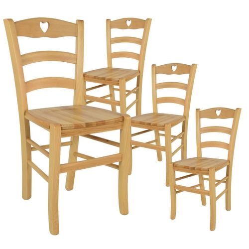 Naples - Lot De 4 Chaises Naturelles Et Assises En Bois