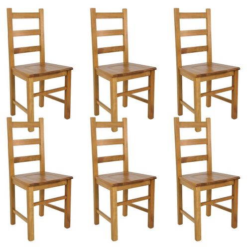 Orta - Lot De 6 Chaises Teinté Chêne Et Assises En Bois