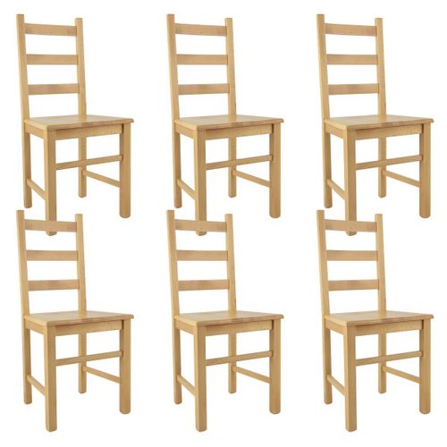 Orta - Lot De 6 Chaises Naturelles Et Assises En Bois