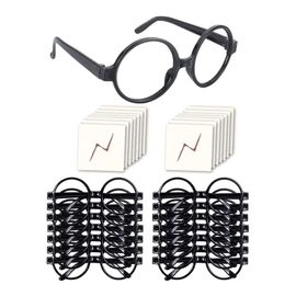 Lunettes De Magicien À Monture Ronde, Sans Lentilles Ni Tatouages, Pour Enfants, Halloween, Fête Costumée, Sews-16pcs