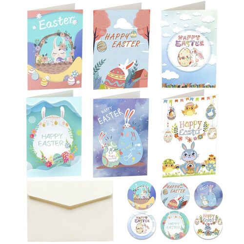 Autocollants De Pâques ¿Ufs De Pâques, Fournitures De Fête, Cartes De V¿Ux, En Papier, Carte D'invitation, Enveloppe, 6 Pièces
