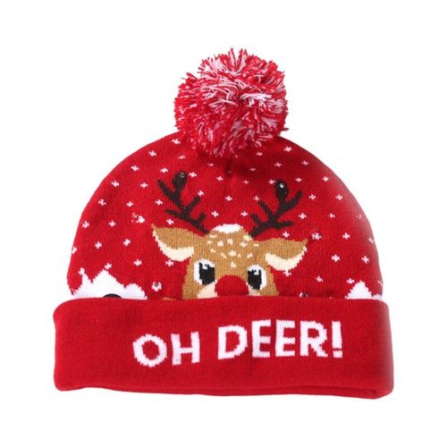 Chapeau De Noël Tricoté Avec Led Pour Enfants, Pull, Motif De Noël