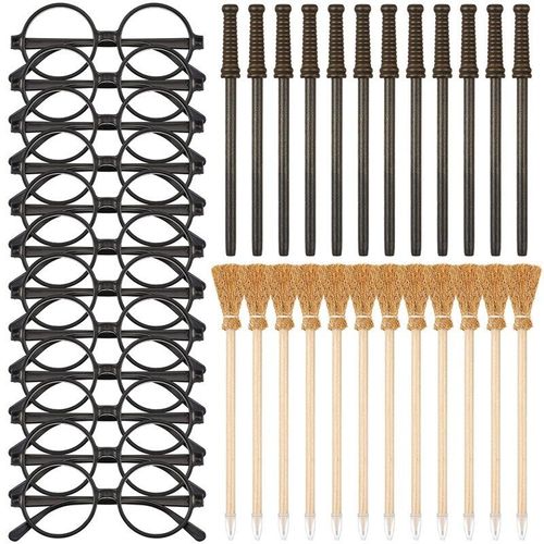 36 Pièces De Crayons Et Baguettes De Sorcière, Avec Cadre Rond, Sans Lentilles, Baguettes De Magicien, Fournitures De Fête À Thème
