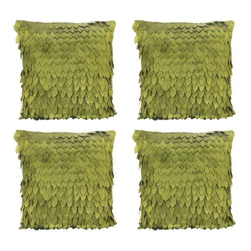 Housse De Coussin En Satin À Motif De Feuilles Pour Canapé, Voiture Ou Lit, 43x43cm, Couleur Vert Olive, Phfu-4 X