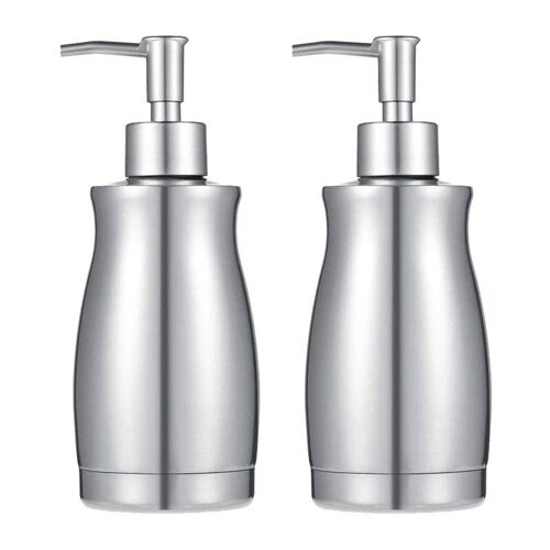 Distributeur de savon de comptoir en acier inoxydable, pompe à savon pour les mains de 13.5 Oz, anti-rouille et anti-fuite, pour évier de cuisine, 2 pièces