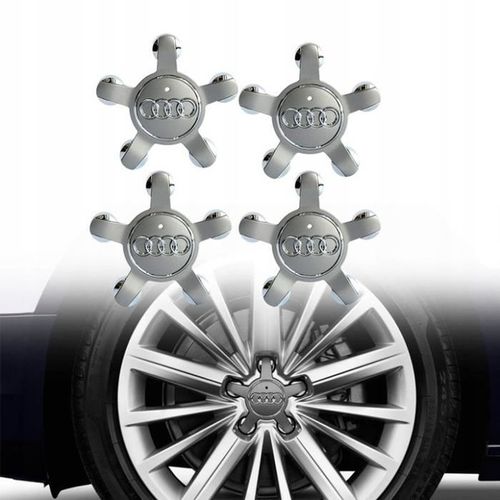 4pcs Caches Moyeu Centre Roue 135mm Audi Gris Logo Enjoliveur Ref.4f0601165