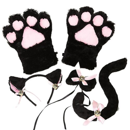5 Pcs Creative Cat Cosplay Costume Chaton Queue Oreilles Collier Pattes Gants Anime Lolita Gothique Set Pour La Fête