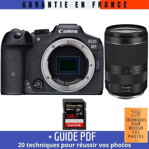 Canon EOS R7 + RF 24-240mm F4-6.3 IS USM + 1 SanDisk 128GB Extreme PRO UHS-II SDXC 300 MB/s + Guide PDF ""20 techniques pour r?ussir vos photos""