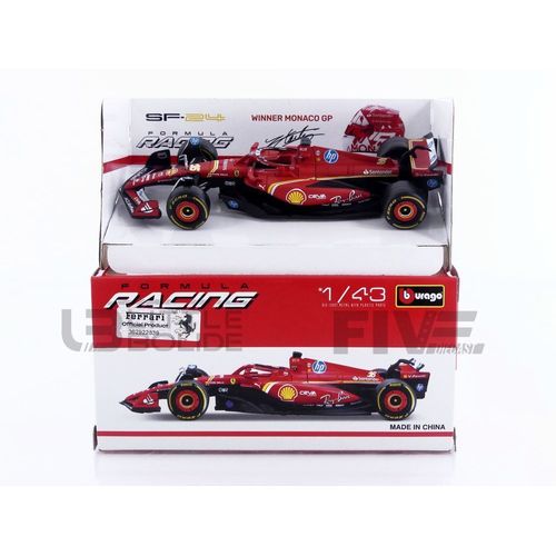 Bburago 1/43 - Ferrari Sf-24 - Winner Monaco Gp 2024 (C. Leclerc) 36844-Lmonaco-Bburago