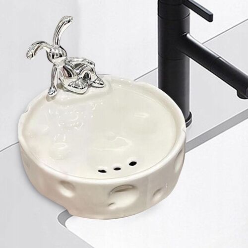 Porte-Savon Avec Égouttoir Porte-Savon En Céramique Décor Lapin Savon Blanc