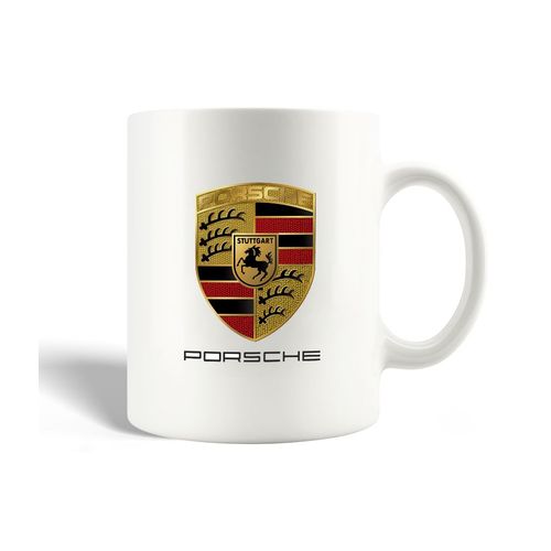 Mug En Céramique Voiture Porsche Logo Noir Jaune Et Rouge