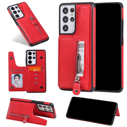 Coque Samsung Galaxy S21 Ultra,Etui Pour Samsung Galaxy S21 Ultra,Coque En Cuir Pour Samsung Galaxy S21 Ultra,Convient A Etui La Samsung Galaxy S21 Ultra,Rouge