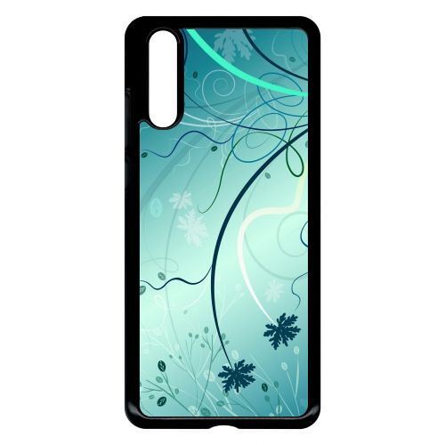 Coque Huawei P20 - Abstrait Turquoise Fleur - Noir
