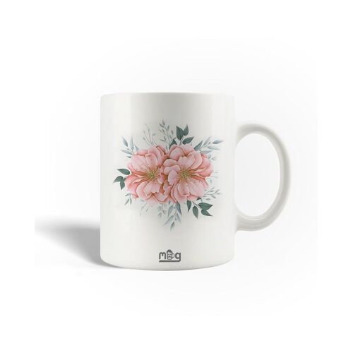 Mug En Céramique Fleur Rose Gris