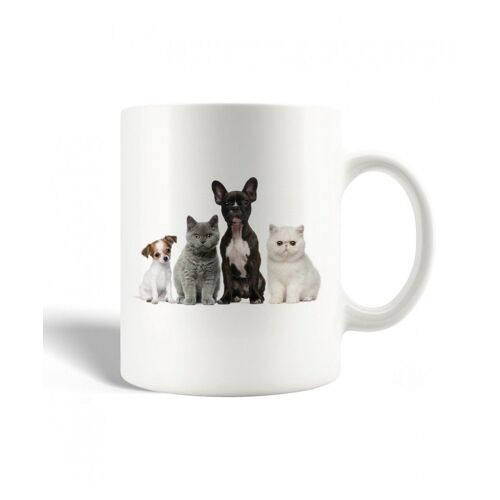 Mug En Céramique Chiens Et Chats Noirs Blancs Gris Et Marrons Races De Chats