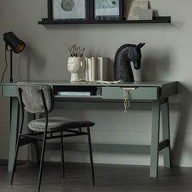 Bureau 2 Tiroirs 1 Niche 140x75x62 Cm En Pin Massif Vert - Louz