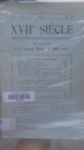 Xviie Siècle-1953-N° 20 "Du Baroque Au Classicisme"