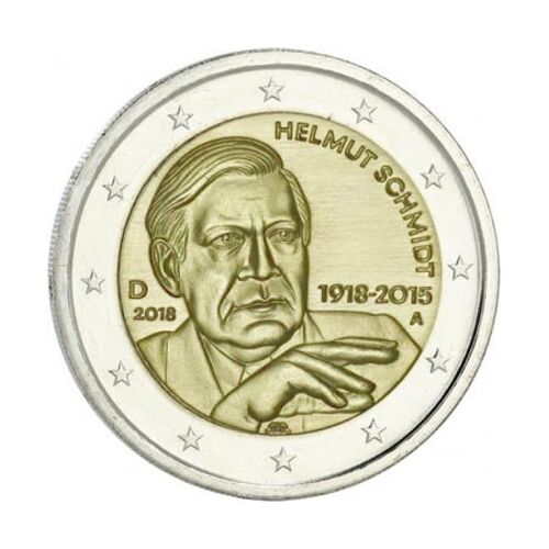Pièce 2 Euros Allemagne 2018 Atelier D Commémorative 100 -Ème Anniversaire Helmut Schmidt -