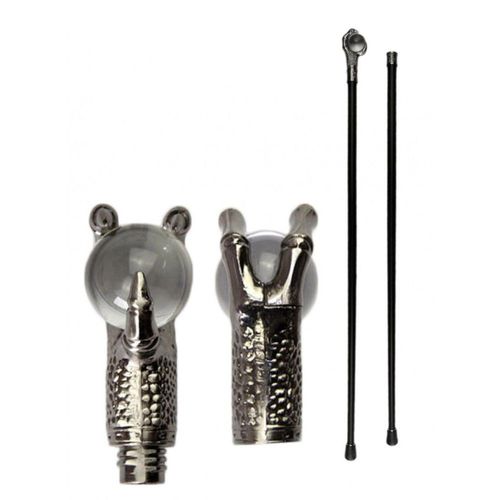 Canne Noire En Métal Boule De Cristal 93cm